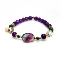 FLUORITE BRACELET WITH RUBY ZOISITE, AMETHYST, AND CRYSTAL