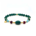 MALACHITE CYLINDRICAL BRACELET WITH RUBY AGATE, TURQUOISE, MALACHITE, AND GREEN AGATE