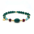 MALACHITE CYLINDRICAL BRACELET WITH RUBY AGATE, TURQUOISE, MALACHITE, AND GREEN AGATE