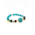 AMAZONITE ROUND BRACELET WITH RUBY AGATE, SAPPHIRE, AND AMAZONITE