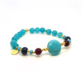 AMAZONITE ROUND BRACELET WITH RUBY AGATE, SAPPHIRE, AND AMAZONITE