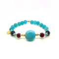 AMAZONITE ROUND BRACELET WITH RUBY AGATE, SAPPHIRE, AND AMAZONITE