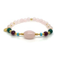 PINK QUARTZ OVAL BRACELET WITH RUBY AGATE, GREEN AGATE, AND PINK QUARTZ