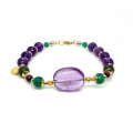 RANDOM AMETRINE BRACELET WITH FACETED GREEN AGATE, MULTICOLOR TOURMALINE, AND AMETHYST