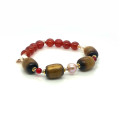 BRACELET WITH YESR STONE (GOLDEN CORAL), PEARL, RUBY AGATE AND RED AGATE STONES