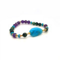 RANDOM TURQUOISE BRACELET WITH RUBY ZOISITE & AMETHYST RANDOM TURQUOISE BRACELET WITH RUBY ZOISITE & AMETHYST