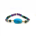RANDOM TURQUOISE BRACELET WITH RUBY ZOISITE & AMETHYST RANDOM TURQUOISE BRACELET WITH RUBY ZOISITE & AMETHYST