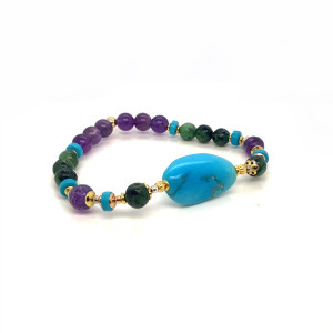 RANDOM TURQUOISE BRACELET WITH RUBY ZOISITE & AMETHYST