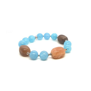 BRACELET WITH MOONSTONE AND AQUAMARINE