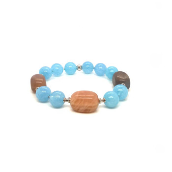 BRACELET WITH MOONSTONE AND AQUAMARINE BRACELET WITH MOONSTONE AND AQUAMARINE