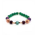 AROMATHERAPY BRACELET WITH FACETED RUBY AGATE, ROSE GOLD-PLATED LAVA STONE, AMETHYST & GREEN AGATE