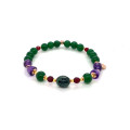 RANDOM RUBY ZOISITE BRACELET WITH FACETED RUBY AGATE, GREEN JADE & AMETHYST RANDOM RUBY ZOISITE BRACELET WITH FACETED RUBY AGATE, GREEN JADE & AMETHYST