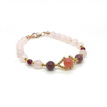 RHODOCHROSITE BRACELET WITH CHERRY QUARTZ, PINK QUARTZ & RUBY AGATE