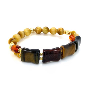 TIGEREYE BRACELET WITH AMBER