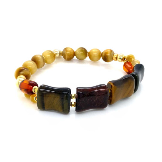 TIGEREYE BRACELET WITH AMBER