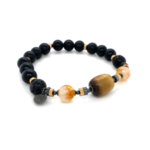 GOLDEN CORAL BRACELET WITH HEMATITE, CITRINE AND MATTE ONYX