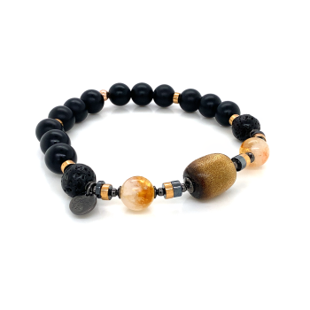 GOLDEN CORAL BRACELET WITH HEMATITE, CITRINE AND MATTE ONYX