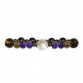 pearl bracelet  with amethyst and smoke topaz stones