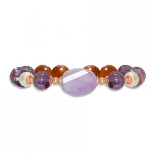 Lavenderite bracelet with amastrine, pearl and coke wood