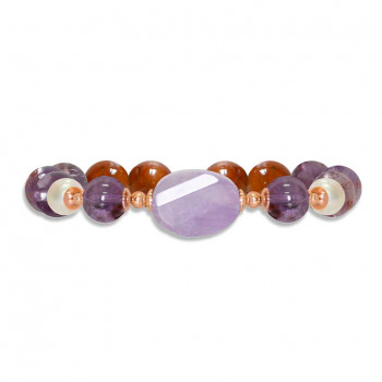 Lavenderite bracelet with amastrine, pearl and coke wood