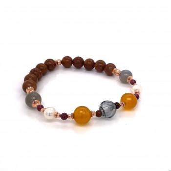Aromatic bracelet with yellow agate, pearl, laprodite