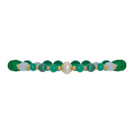 geen jade bracelet with pearl , malachite ad aquamarine