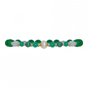 geen jade bracelet with pearl , malachite ad aquamarine