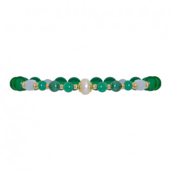 geen jade bracelet with pearl , malachite ad aquamarine