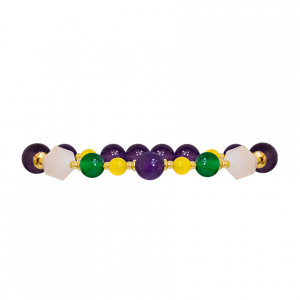 amethyst bracelet with yellow, green jade and pink quartz