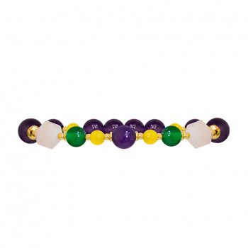 amethyst bracelet with yellow, green jade and pink quartz