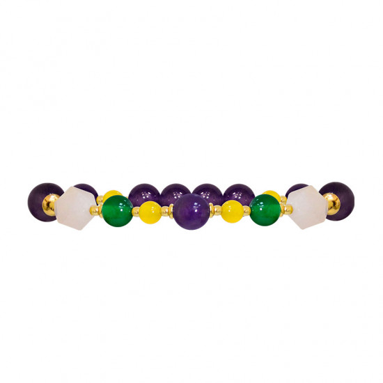 amethyst bracelet with yellow, green jade and pink quartz