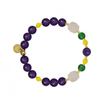 amethyst bracelet with yellow, green jade and pink quartz