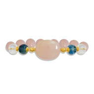 Pink Quartz bracelet with fluorite and crystal
