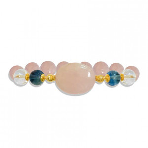 Pink Quartz bracelet with fluorite and crystal