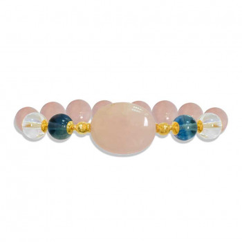 Pink Quartz bracelet with fluorite and crystal