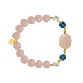 Pink Quartz bracelet with fluorite and crystal
