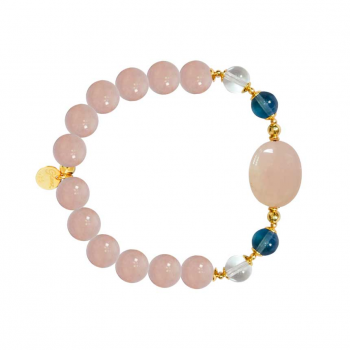 Pink Quartz bracelet with fluorite and crystal