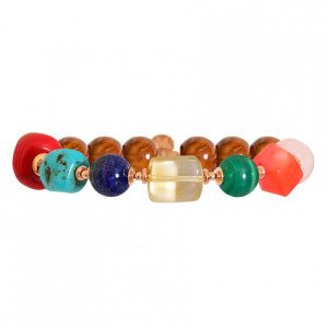 ROYAL CHAKRA BRACELET ( pink qurtz , orange coral , malachite , citrine , lapis , turquoise , red coral )