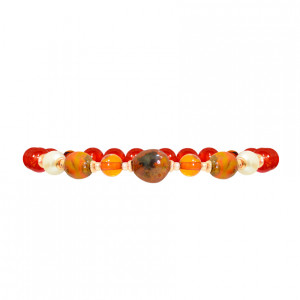 fire agate bracelet with amber , pearl ,and red agate