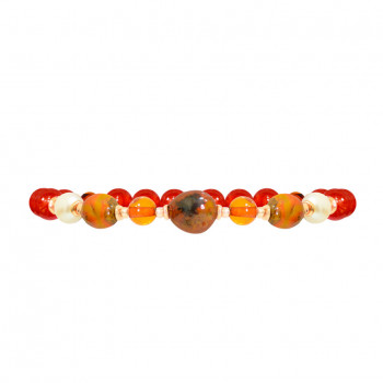 fire agate bracelet with amber , pearl ,and red agate
