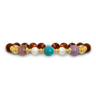 Touequoise  bracelet with pearl, amastrine, citrine and coke wood   