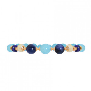 Aquamarine bracelet with Kyanite, pearl and Lapis
