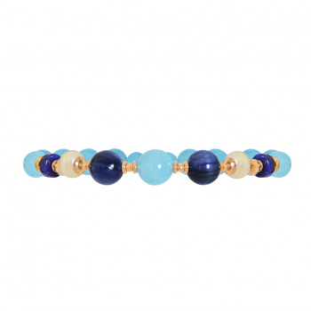 Aquamarine bracelet with Kyanite, pearl and Lapis