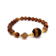  gold plated Tiger eye bracelet with yusr and coke wood 