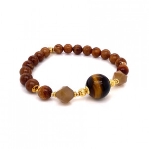  gold plated Tiger eye bracelet with yusr and coke wood 