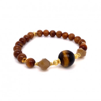  gold plated Tiger eye bracelet with yusr and coke wood 
