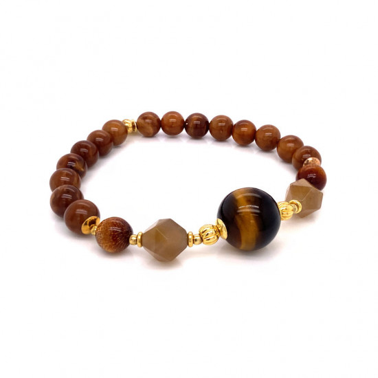  gold plated Tiger eye bracelet with yusr and coke wood 