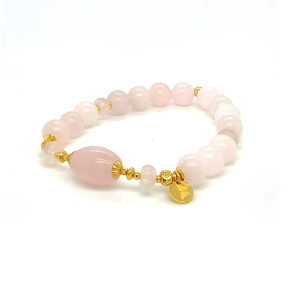 24K GOLD PLATED PINK QUARTZ BRACELET
