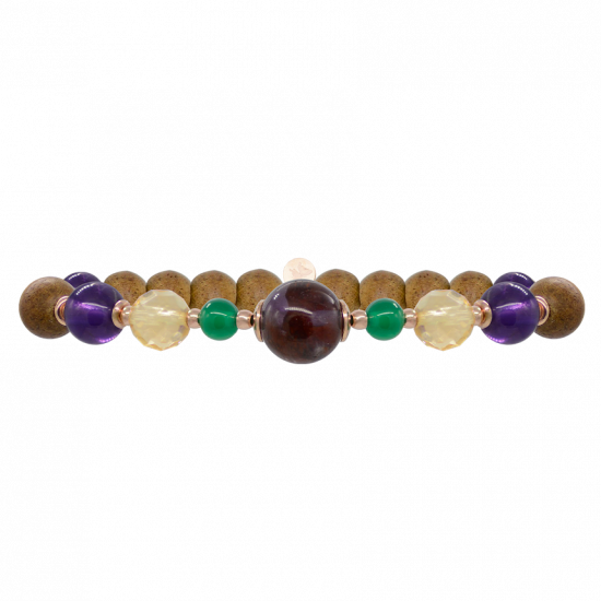 Amastine, green agate, citrine, amethyst and agarwood bracelet Amastine, green agate, citrine, amethyst and agarwood bracelet