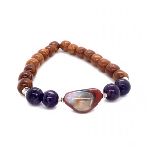 fire opal bracelet with amethyst and coke wood